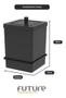 Imagem de Lixeira Quadrada 6,5l Com Suporte Com Ventosa - Preto Fosco