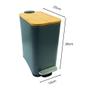 Imagem de Lixeira Retangular Com Pedal 5l Cinza Metal E Bambu Banheiro Paramount