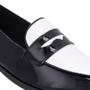 Imagem de Loafer Preto Branco Couro Bico Redondo