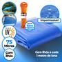 Imagem de Lona Azul Carreteiro Camping Piscina Impermeável 75g 2x2 Metros Resistente + Corda 10m