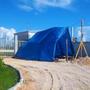 Imagem de Lona Azul Plastica 5x8M 180g Construçã Proteção Em Obras