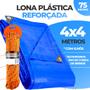Imagem de Lona Plastica Cobertura Impermeável Piscina Toldos Azul 4x4 Starfer + Corda 10m Resistente
