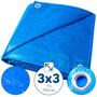 Imagem de Lona Plástica de Proteção Cobertura Impermeável Azul 3x3 mts