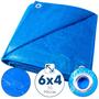 Imagem de Lona Plástica de Proteção Cobertura Impermeável Azul 6x4 mts