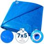 Imagem de Lona Plástica de Proteção Cobertura Impermeável Azul 7x5 mts