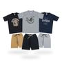 Imagem de Lote 6 Roupa Infantil Masculino Verão Conjunto 3 Blusa + 3 Bermuda