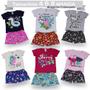 Imagem de Lote De Roupas Com 12 Acessórios Roupas de Menina Infantil de Verão 6 Shorts e 6 Blusinha e Regata