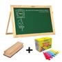 Imagem de Lousa Pedagógica Quadro Verde Infantil 30x40 Cm + Apagador + Caixa de giz colorido