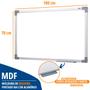 Imagem de Lousa Quadro Branco 100x70 Moldura Soft Alumínio 4 Caneta Apagador