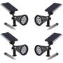 Imagem de Luminaia Solar Refletor Espeto Spot 7 Leds Kit 4 Uni Quintal Jardim Casa Iluminaçao Externo Luz Segurança Rua Lampada Garagem