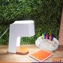 Imagem de Luminária Abajur de Mesa Branco Moderno Retro de Aço e Madeira - Wp Connect