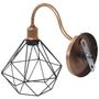 Imagem de Luminária Arandela Parede Aramada Diamante Industrial Retro + Lâmpada Led Cobre Rose Gold/Preto