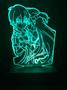 Imagem de Luminária de mesa, Asuna e Kirito, anime, 3D, 16 cores + controle