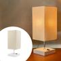 Imagem de Luminaria de Mesa Madeira MDF Quadrado Com Cupula Tecido Algodao Bivolt