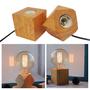 Imagem de Luminária De Mesa Madeira Pinus Soquete E27 Decoração Estilo Retrô 61180 61181