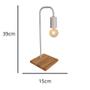 Imagem de Luminária De Mesa Retrô Com Base Madeira Pinus  Soquete E-27 - ABF Luminárias