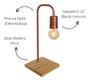 Imagem de Luminária De Mesa Retrô Com Base Madeira Pinus  Soquete E-27 - ABF Luminárias