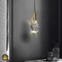 Imagem de Luminária de Teto Solitário Moderno 9x21cm Pendente LED 3000k Dourado Elegante Pedra Cristal
