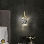 Imagem de Luminária de Teto Solitário Moderno 9x21cm Pendente LED 3000k Dourado Elegante Pedra Cristal