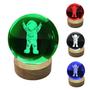 Imagem de Luminária Decorativa com Bola de Vidro 6cm e Base de Madeira Pinus com Luz LED RGB Colorida 35232
