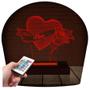 Imagem de Luminária Led 3D Coração Amor Abajur 3 personalizável 