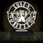 Imagem de Luminária Led Abajur  3D  Guns N Roses Rock 2  16 Cores + Controle Remoto