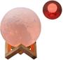 Imagem de Luminária Lua 3d Com Base De Madeira Touch USB Decorativa  LUA