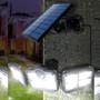 Imagem de Luminária Painel Solar 3 cabeças com Sensor de Presença 120 LEDs Quintal Iluminação