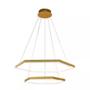 Imagem de Luminária pendente 2 anéis hexagonais dourado led - 3000k branco quente