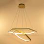 Imagem de Luminária pendente 2 anéis hexagonais dourado led - 3000k branco quente