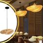 Imagem de Luminária Pendente 40cm Lustre Chapéu Teto Bambu Natural Gimpo KJDD-E-642-40CM