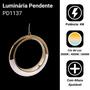 Imagem de Luminária Pendente Aro Dourado Cristal Led Pd37