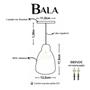 Imagem de Luminária Pendente Bala Com Interior Laranja Com Fiação 110/220v