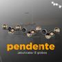 Imagem de luminária Pendente lustre de Teto Jabuticaba de 5 Metro de alumínio Com 13 Globos de Vidros Fume