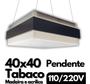 Imagem de Luminária Pendente Plafon 1 Luminarias Madeira Tabaco 40cm Rustico Quadrado Sobrepor Àrea Luz Sala Teto Iluminação Moderna Slim Interna Quarto