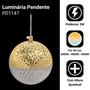 Imagem de Luminária Pendente Redondo Cristal Hemisférico Dourado Pd47