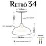 Imagem de Luminária Pendente Retro 34cm Com Interior Branco Brilho Com Fiação 110/220v