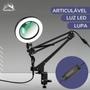 Imagem de Luminária RingLight com Lupa LED Articulada para Mesa  Aumenta 5x