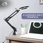 Imagem de Luminária RingLight com Lupa LED Articulada para Mesa  Aumenta 5x