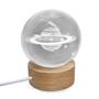 Imagem de Luminária São Jorge Saturno ou Constelação Globo 6cm Cristal Led 3D Base de Madeira Com USB