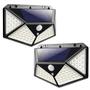 Imagem de Luminaria Solar 100 Leds Sensor Kit 2 Uni Andarela Parede 3 Funçoes Iluminaçao Resistente Rua Casa Segurança
