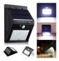 Imagem de Luminária Solar 30 Leds Refletor Led Parede Jardim Piscina Externo Com Sensor Movimento Resistente Sol Chuva