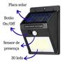 Imagem de Luminária Solar De Parede Com 30 Leds Sensor De Movimento