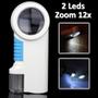 Imagem de Lupa de Mão Com Luz 2 Leds com lanterna amplicação 12X CBRN01606