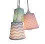 Imagem de Lustre Bebê Triplo Poás e Chevron Cinza, Rosa e Verde