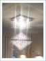 Imagem de Lustre de cristal  inox polido quadrado luminaria decoração e iluminação sala jantar estar e quarto