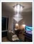 Imagem de Lustre de cristal  inox polido quadrado luminaria decoração e iluminação sala jantar estar e quarto