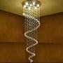 Imagem de Lustre De Cristal Legítimo Espiral Com 3,30 Metros De Altura, Base De Inox Polido Com 40CM De Diâm.
