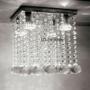 Imagem de Lustre de Cristal Modelo Reta Base de Inox Espelhada com 30cm Altura para Quarto do Casal