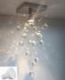 Imagem de Lustre De Cristal Para Hall Com Base De Inox 14x14cm Com Lâmpada